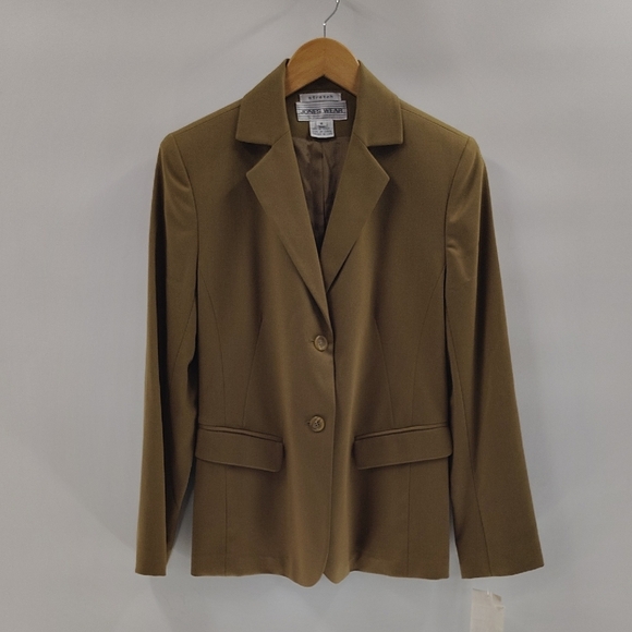 Jones Wear Camel Brown Blazer Size 6 Two Button Wool Blend Vintage - Picture 1 of 9